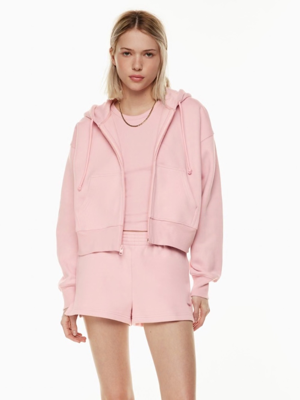 TNA Cozy Sweatfleece Boyfriend Boxy Zip Hoodie - Puff Pink, S